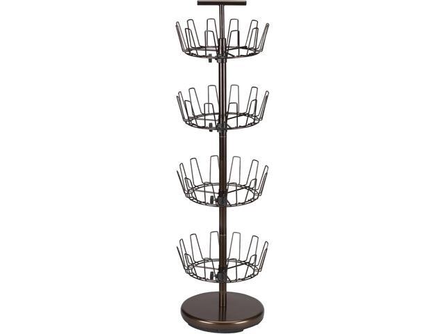 Household Essentials 2139-1 Metal Four-Tier Adjustable Revolving Shoe Rack Holds up to 24 Pairs of Shoes Antique Bronze Finish