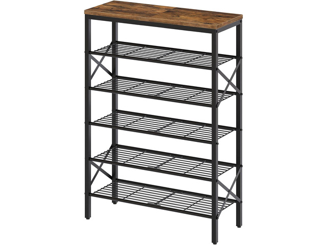 YATINEY 6-Tier Shoe Rack, Shoe Storage Organizer for Closet, Free Standing Shoe Organizer with Metal Mesh Shelves, 24 Pairs of Shoes, Rustic Brown...