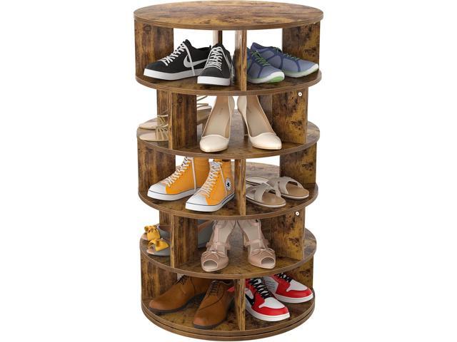 Aheaplus Rotating Shoe Rack, 5-Tier Wood Shoe Organizer for Closet, 360° Spinning Shoe Rack Tower Space-Saving Shoe Storage Shelf for Entryway,...