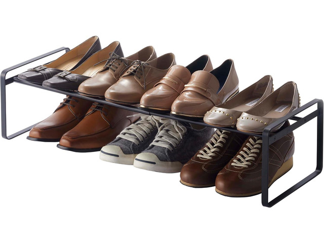 YAMAZAKI Home Adjustable Shoe Rack - Spacesaving Storage Solution Steel One Size Black