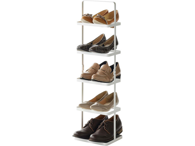 YAMAZAKI Home Tower Compact Modern Metal Shoe Rack - Tall, 31' - Steel - Holds 5 Shoes
