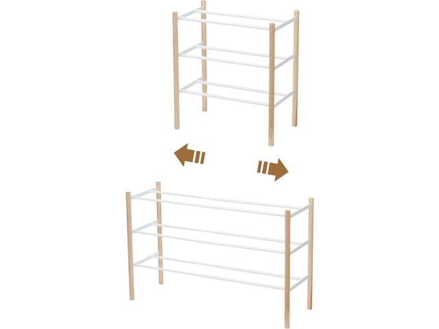 YAMAZAKI home Plain Expandable 3-Tierd Shoe Rack White,