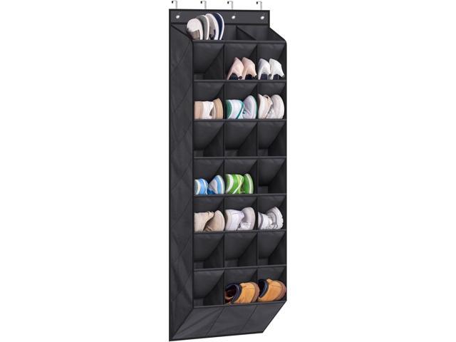 AOODA 24 Pairs Over the Door Shoe Organizer for Closet, Deep Pockets Large Hanging Shoe Rack for Door, 8-Tier Sneaker Holder Hanger, Black