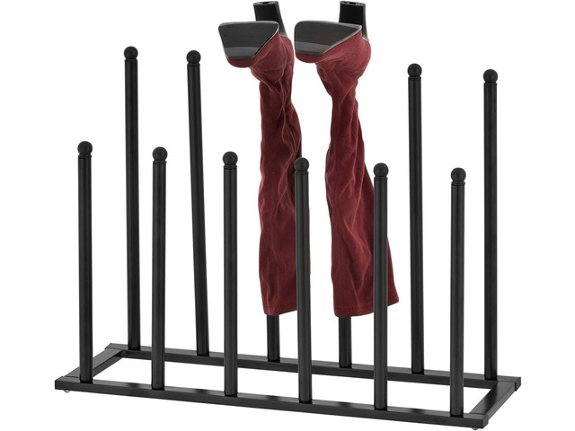 MyGift Modern Black Metal Boot Rack for Tall Boots Storage, Free Standing Entryway Shoe Rack Walk-In-Closet Boot Organizer with 12 Long Posts,...