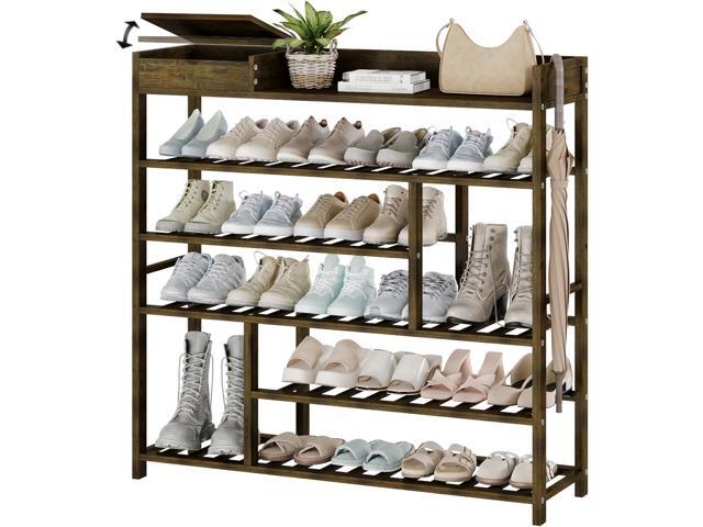 Bamworld Shoe Rack for Front Door Entrance Bamboo Shoe Organizer with Storage Box Free Standing Shoe Cabinet Wooden Shoe Storage Shelf for...