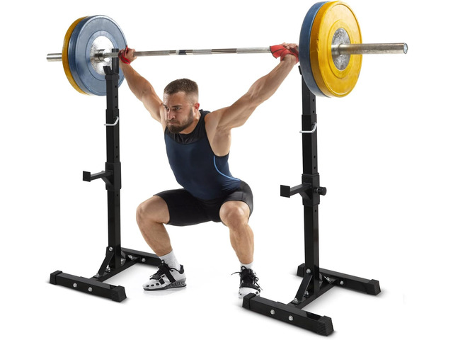 Pair of Squat Rack, Bench Press Rack Adjustable 40'-66' Solid Steel Barbell Rack 550lb Load, Portable Dumbbell Racks Stands for Home Garage Gym,...