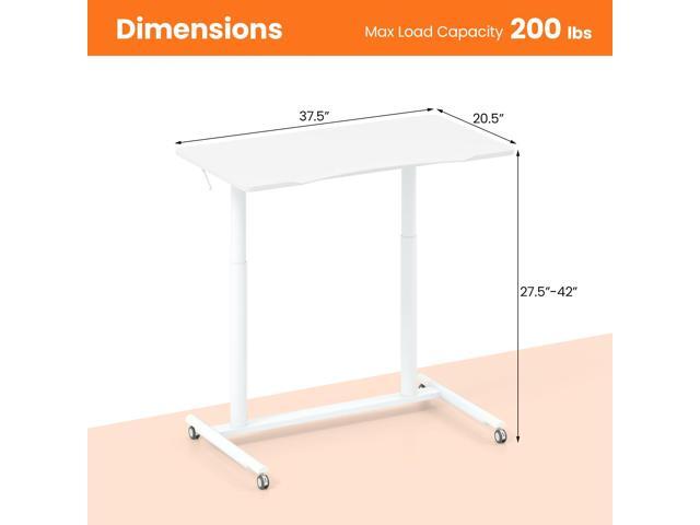 Tangkula Mobile Standing Desk, C-Shaped Sit Stand Desk with Adjustable Height, Lockable Wheels & Metal Frame, Rolling Laptop Desk, Portable...