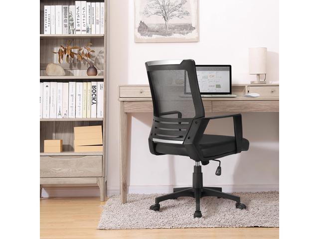 Yaheetech Office Chair Ergonomic Leather and Mesh Combine Desk Computer Chair Rolling Swivel Adjustable with Lumbar Support and Armrests for Office...