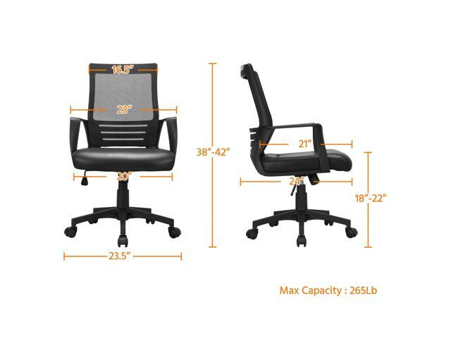 Yaheetech Office Chair Ergonomic Leather and Mesh Combine Desk Computer Chair Rolling Swivel Adjustable with Lumbar Support and Armrests for Office...