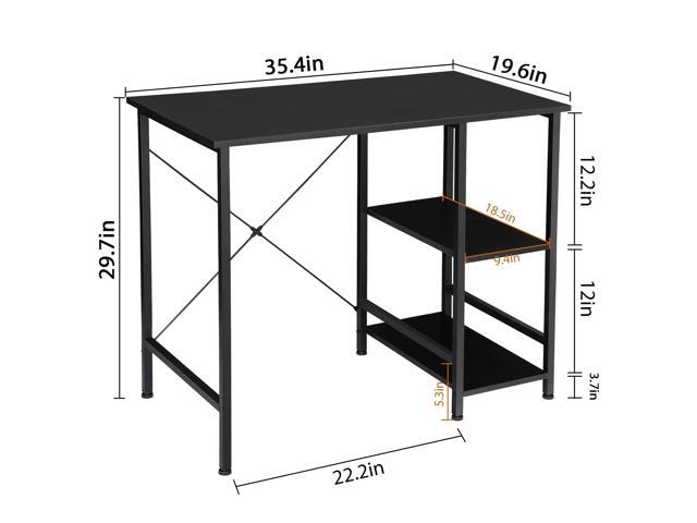 ZenStyle Small Computer Desk with Storage Shelves Under Desk Reversible, 36Inch Home Office Writing Desk Table with Shelves for Small Place, Black