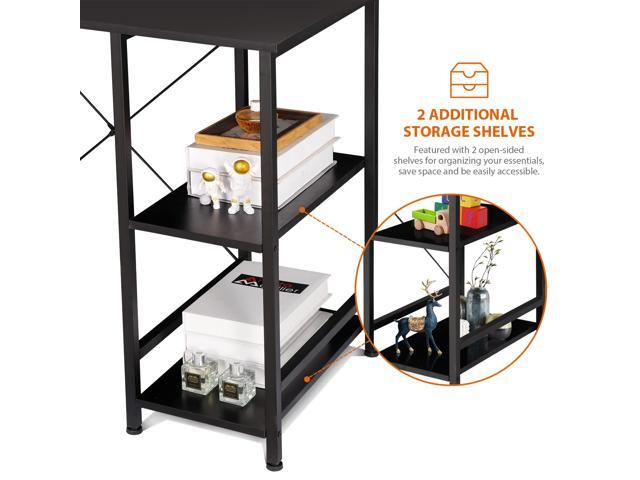 ZenStyle Small Computer Desk with Storage Shelves Under Desk Reversible, 36Inch Home Office Writing Desk Table with Shelves for Small Place, Black
