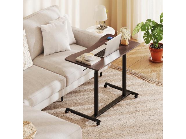 Tangkula Mobile Standing Desk, C-Shaped Sit Stand Desk with Adjustable Height, Lockable Wheels & Metal Frame, Rolling Laptop Desk, Portable...