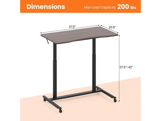 Tangkula Mobile Standing Desk, C-Shaped Sit Stand Desk with Adjustable Height, Lockable Wheels & Metal Frame, Rolling Laptop Desk, Portable...