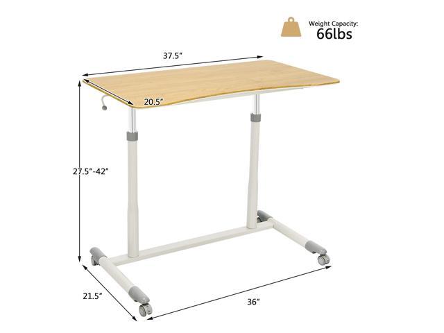 Tangkula Mobile Standing Desk Computer Desk, Height Adjustable Stand Up Table with 4 Wheels, Rolling Compact Standing Desk with Steel Frame, MDF...