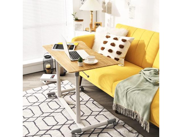 Tangkula Mobile Standing Desk Computer Desk, Height Adjustable Stand Up Table with 4 Wheels, Rolling Compact Standing Desk with Steel Frame, MDF...