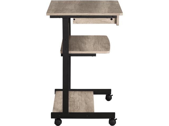 Yaheetech Rolling Computer Desk with Drawer & Keyboard Tray, Mobile Laptop Desk Cart Standing Computer Workstation for Home Office, Gray