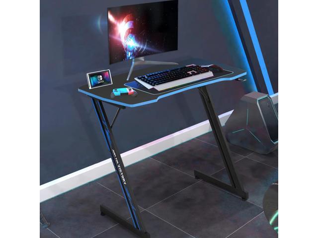 Computer Gaming Desk Z Shaped Ergonomic Gaming Table with Headphone Hook, Carbon FiberOffice Desk for Student/Teen Gamer, Gaming Workstation...