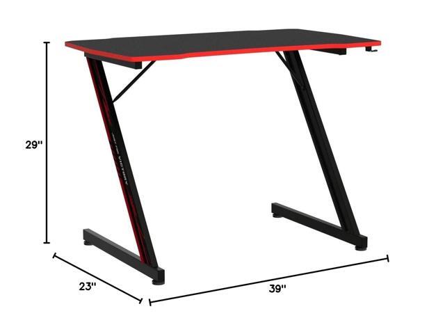 39 inch Gaming Computer Desk PC Z Shaped Table with Headphone Hook, Easy to Assemble Home Office for Teen/Student Gamer, Carbon Fiber Workstation,...