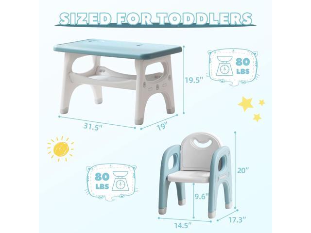 Kids Table and 2 Chairs Set, Large Built-in Storage, Montessori Toddlers Table and Chairs Set, Kids Activity Table for Drawing Dining Playing, CPSC...