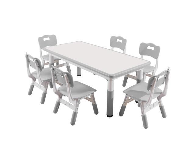 Kids Table and Chairs Set - 6 Piece, Toddler to 8 Years with 4 Leg Covers + 12 Color Pens