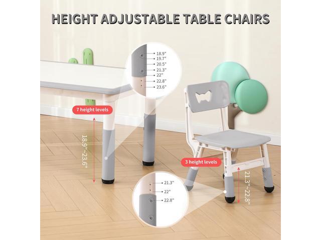 Kids Table and Chairs Set - 6 Piece, Toddler to 8 Years with 4 Leg Covers + 12 Color Pens