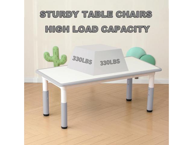Kids Table and Chairs Set - 6 Piece, Toddler to 8 Years with 4 Leg Covers + 12 Color Pens