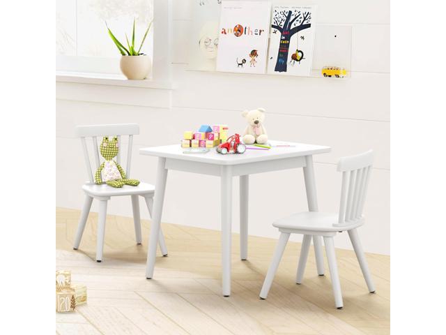 Curipeer Windsor Kids Table and 2 Chair Set, Rubberwood Toddler Table and Chair Set for Art, Play, Craft, Activity, with Non-Slip Legs Round Edge...