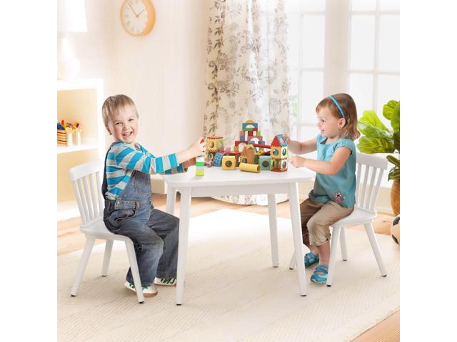 Curipeer Windsor Kids Table and 2 Chair Set, Rubberwood Toddler Table and Chair Set for Art, Play, Craft, Activity, with Non-Slip Legs Round Edge...