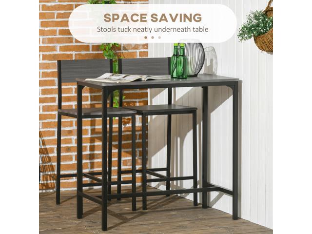 HOMCOM 3 Piece Bar Table and Chairs, Industrial Dining Table Set for 2, Counter Height Kitchen Table with Bar stools, Breakfast Table Set for 2 for...