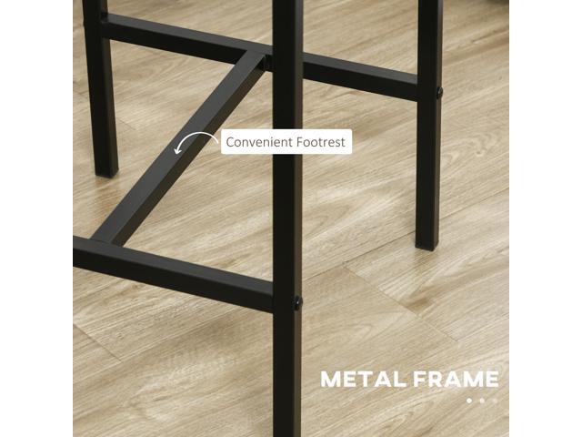 HOMCOM 3 Piece Bar Table and Chairs, Industrial Dining Table Set for 2, Counter Height Kitchen Table with Bar stools, Breakfast Table Set for 2 for...