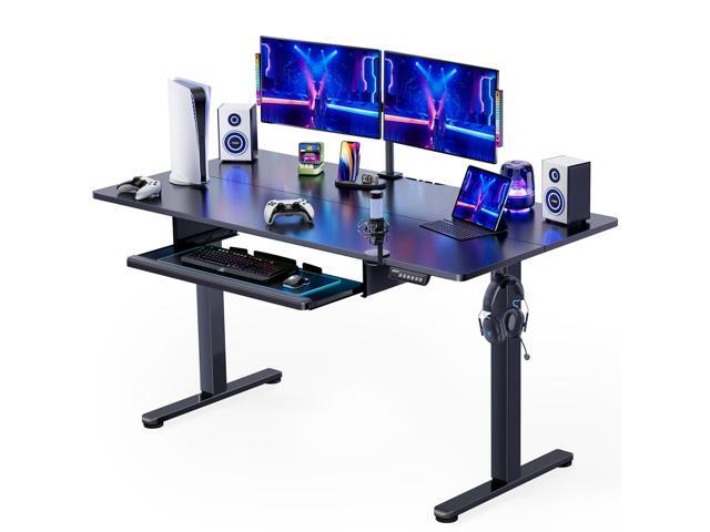 ErGear Large Electric Standing Desk with Keyboard Tray, 63x28 Inches Adjustable Height Sit Stand Up Desk, Home Office Desk Computer Workstation, Black