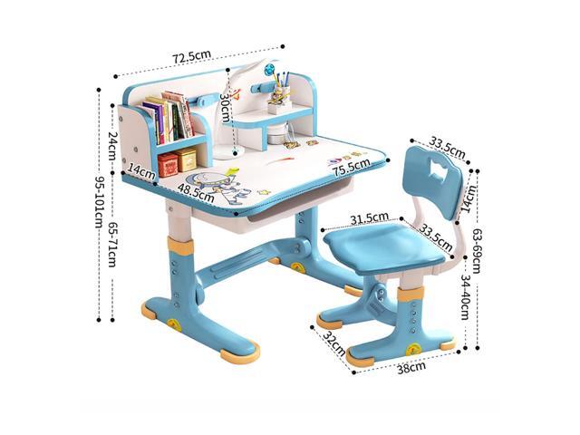 Kids Adjustable Study Desk & Chair Set w/Storage,Drawers,Bookshelf,Child Toddler Writing Homework Table,Little Girl Work Computer Desk,Princess...
