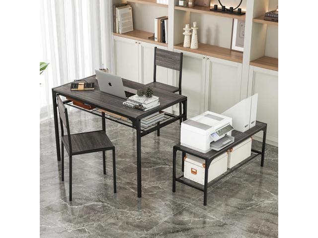 Giantex Dining Table Set for 4, Kitchen Table with Chairs & Bench, Storage Racks, Metal Frame, 4-Piece Space-Saving Dinette Set for Dining Room,...