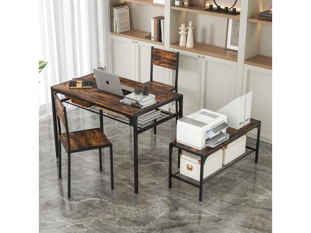 Giantex Dining Table Set for 4, Kitchen Table with Chairs & Bench, Storage Racks, Metal Frame, 4-Piece Space-Saving Dinette Set for Dining Room,...