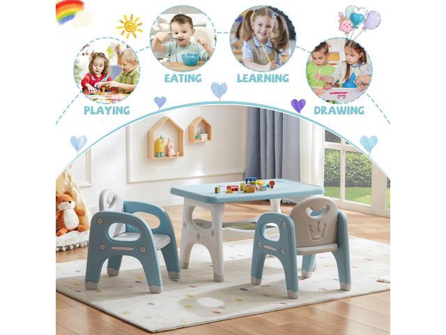 Kids Table and Chair Set, Plastic Children Activity Table with 2 Chairs, Toddler Table and Chair Set for Reading, Drawing, Snack Time, Arts Crafts,...