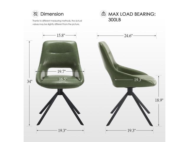 Zesthouse Modern Desk Chair No Wheels, Swivel Vanity Chair with Hollow Back, Armless Home Office Chair for Girls Women, Green Faux Leather Computer...