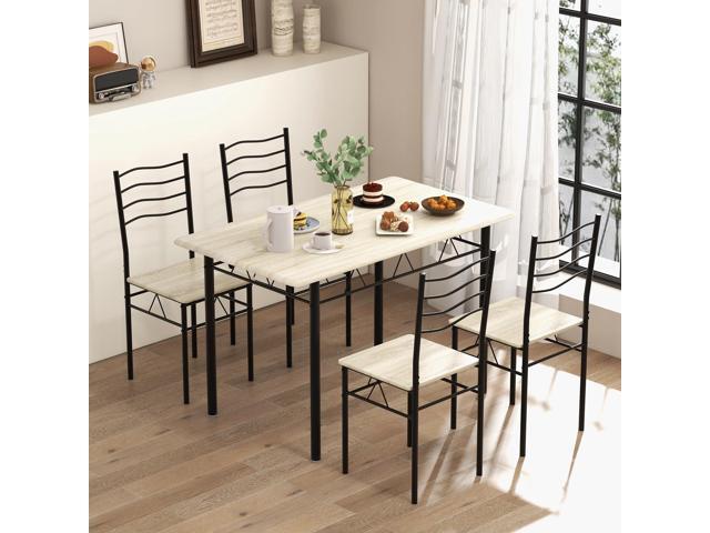 NAFORT 5 Piece Dining Set, 47.5 inch Kitchen Table and Chairs Set of 4, Space-Saving Dinette Dinner Table, Dining Room Table Set for 4 with...