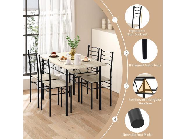 NAFORT 5 Piece Dining Set, 47.5 inch Kitchen Table and Chairs Set of 4, Space-Saving Dinette Dinner Table, Dining Room Table Set for 4 with...