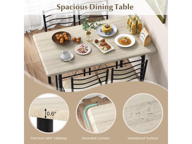 NAFORT 5 Piece Dining Set, 47.5 inch Kitchen Table and Chairs Set of 4, Space-Saving Dinette Dinner Table, Dining Room Table Set for 4 with...