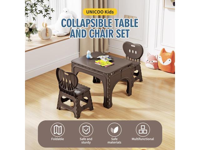 UNICOO Kids Folding Table and Chairs Set, Kids Table & Chairs Foldable, Foldable Activity Table, Portable Picnic Table, Ideal for Indoor and...