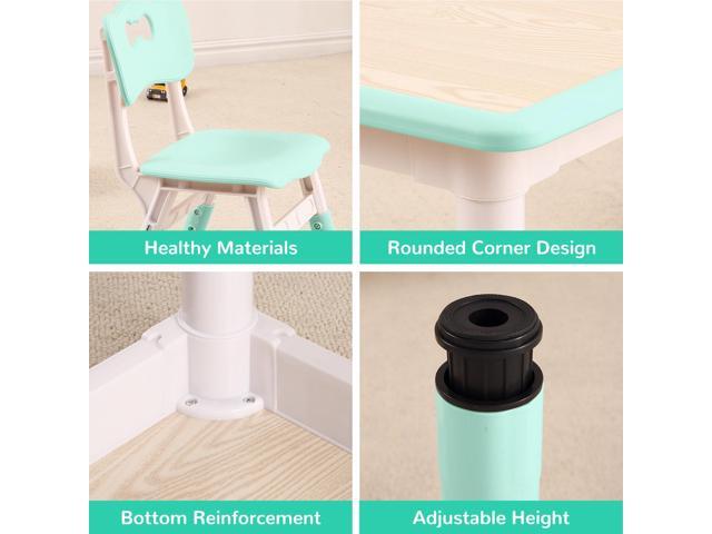 GarveeHome Kids Table and 4 Chairs Set, Toddler Height Adjustable Desk with Graffiti Desktop, Non-Slip Legs, Max 300lbs,Arts & Crafts...