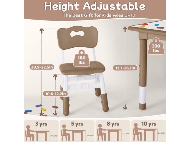 Toddler Table and Chair Set, Height Adjustable-Upgrade Kids Table and 4 Chairs for Ages 3-8, Multi-Activity Toddler Play Table with Graffiti...