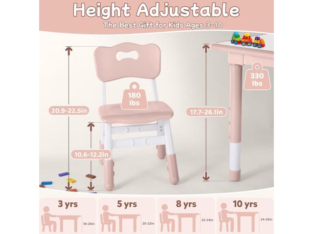 Toddler Table and Chair Set, Height Adjustable-Upgrade Kids Table and 4 Chairs for Ages 3-8, Multi-Activity Toddler Play Table with Graffiti...