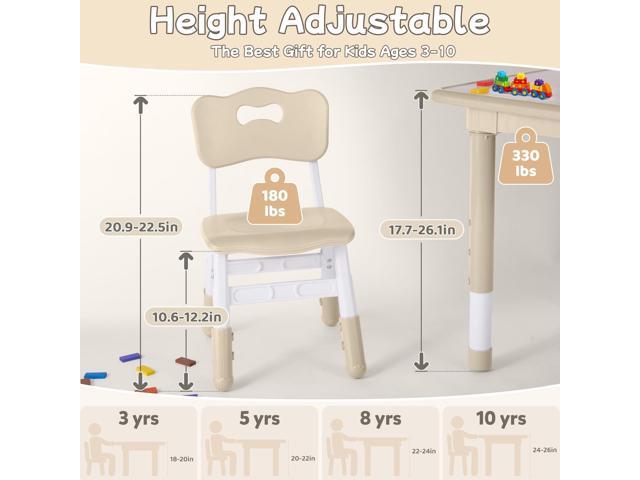 Toddler Table and Chair Set, Height Adjustable-Upgrade Kids Table and 4 Chairs for Ages 3-8, Multi-Activity Toddler Play Table with Graffiti...