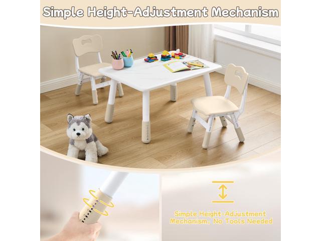 Toddler Table and Chair Set for Ages 3-8, Adjustable Kids Table and Chairs for Reading,Drawing, Eating, Children Activity Table with Graffiti...
