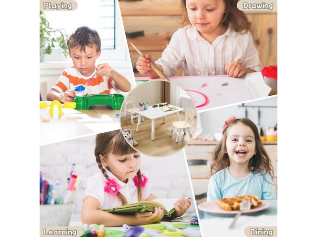 Toddler Table and Chair Set for Ages 3-8, Adjustable Kids Table and Chairs for Reading,Drawing, Eating, Children Activity Table with Graffiti...