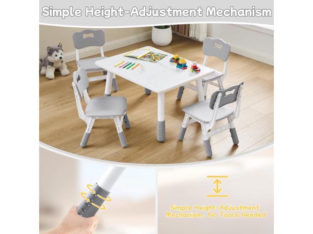 Toddler Table and Chair Set for Ages 3-8, Adjustable Kids Table and Chairs for Reading,Drawing, Eating, Children Activity Table with Graffiti...