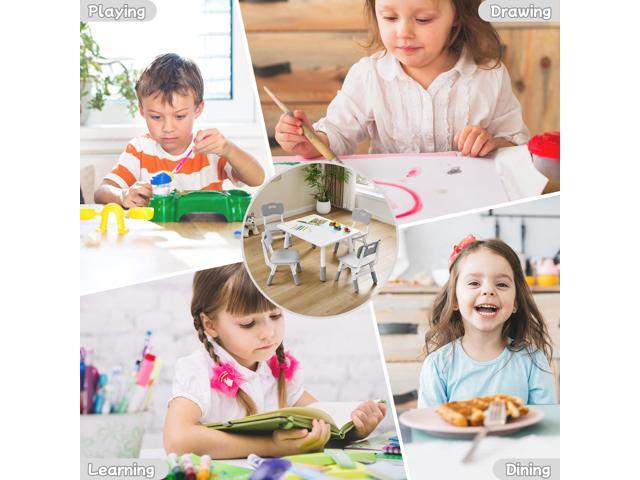 Toddler Table and Chair Set for Ages 3-8, Adjustable Kids Table and Chairs for Reading,Drawing, Eating, Children Activity Table with Graffiti...