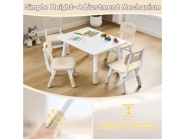 Toddler Table and Chair Set for Ages 3-8, Adjustable Kids Table and Chairs for Reading,Drawing, Eating, Children Activity Table with Graffiti...