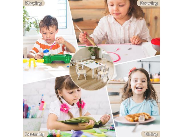 Toddler Table and Chair Set for Ages 3-8, Adjustable Kids Table and Chairs for Reading,Drawing, Eating, Children Activity Table with Graffiti...